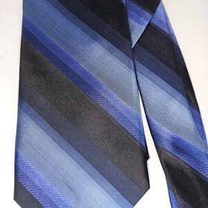 Paul Dione TIE  100% SILK Blue Shades British Regimental Stripes Designer Tie